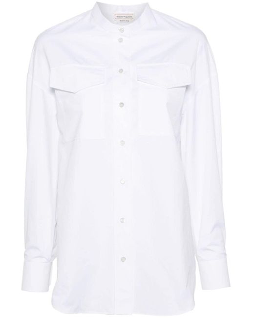 Alexander McQueen White Band-collar Cotton Shirt