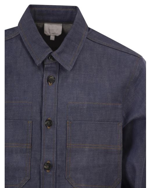 A.P.C. Blue Contrast-Stitched Denim Jacket for men