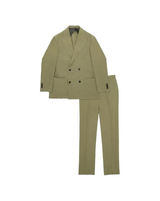 Fortela Green Double-Breasted Patch-Pocket Suit for men