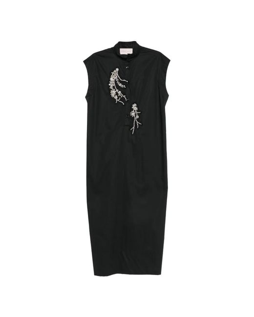 Circus Hotel Black Crystal-Embellished Sleeveless Midi Dress