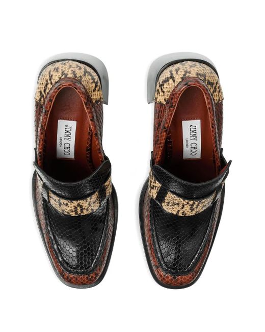 Jimmy Choo Brown 80Mm Tylor Snakeskin-Effect Block-Heel Pumps