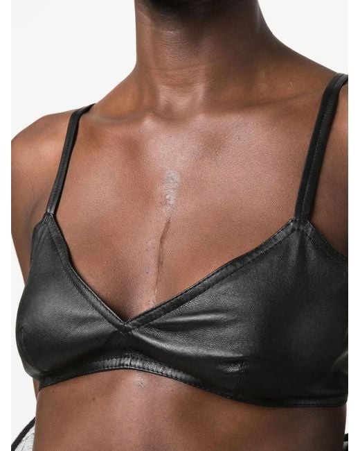 The Mannei Black Sierra Leather Cropped Tank Top