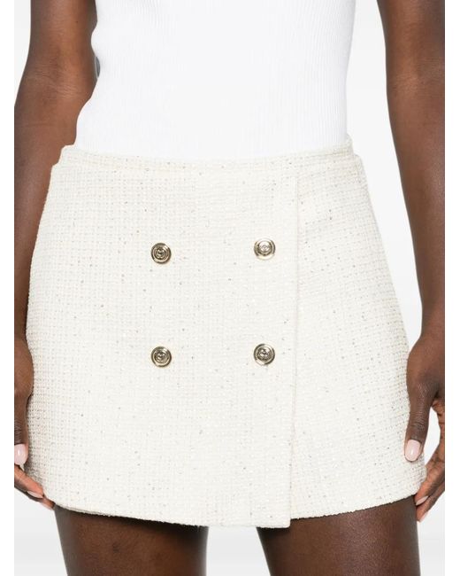 Maje Natural Button-Embellished Tweed Skort