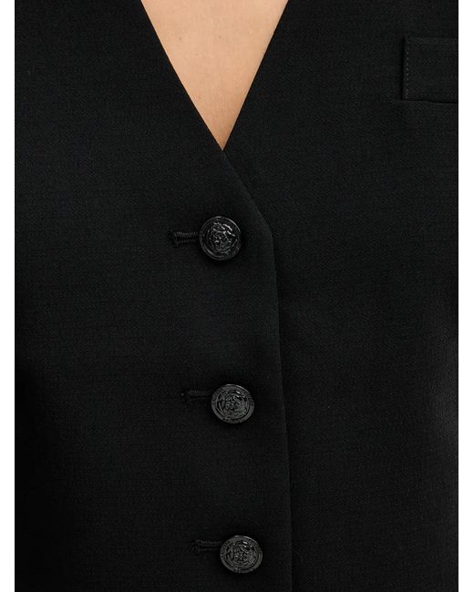 Guess Black Button-Up V-Neck Vest