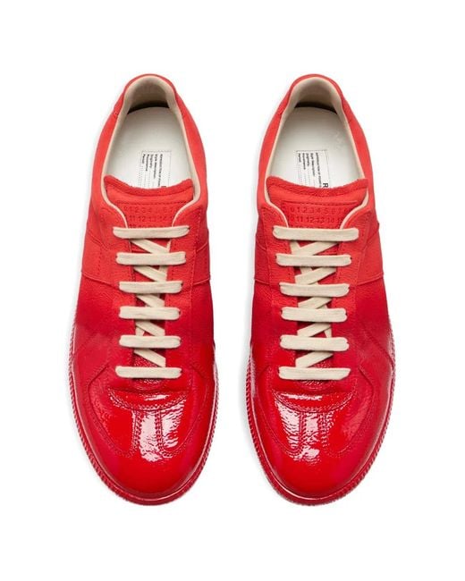 Maison Margiela Red Replica Leather Sneakers