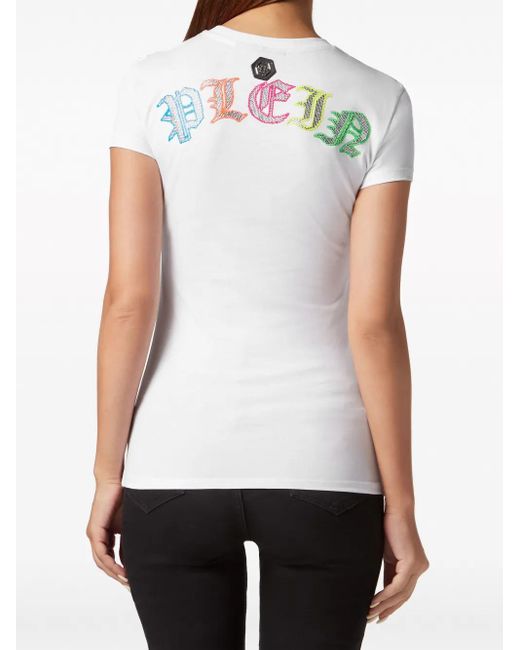 Philipp Plein Blue Logo-Embellished Cotton T-Shirt
