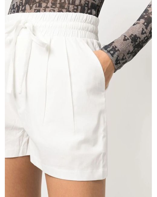 Thom Krom White Drawstring Waistband Shorts