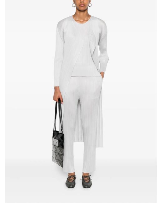 Pleats Please Issey Miyake White Pleated Sleeveless Top