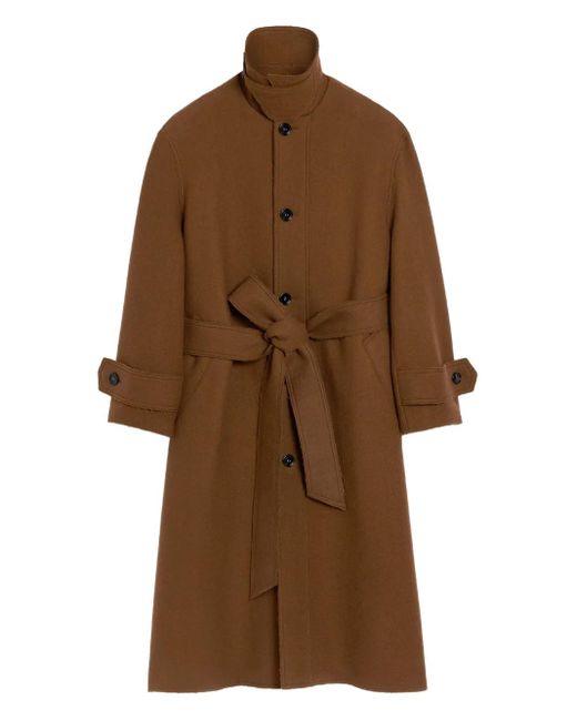 AMI Brown Belted Wool Trench Coat