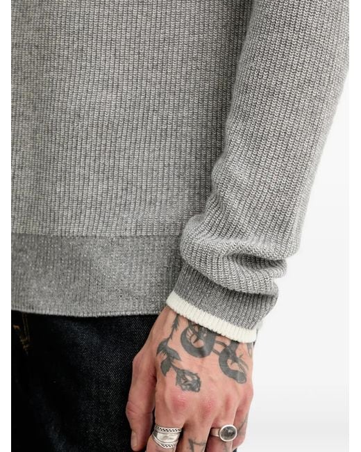Marc O' Polo Gray Ribbed Raglan-Sleeve Sweater for men