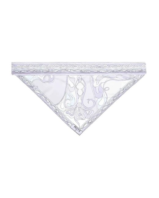 Emilio Pucci White Patterned Triangular Scarf