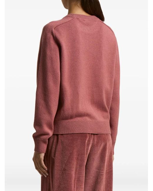 Peserico Red Embellished-Detail Crew-Neck Sweater