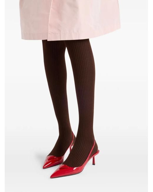 Prada Red Patent Leather Slingback Pumps