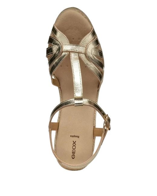 Geox Metallic 95Mm Gelsa T-Strap Wedge Espadrilles