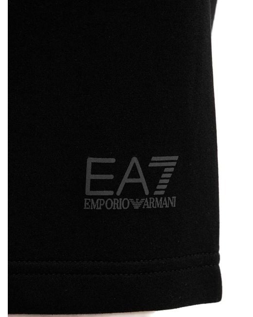 EA7 Black Logo-Print Shorts for men