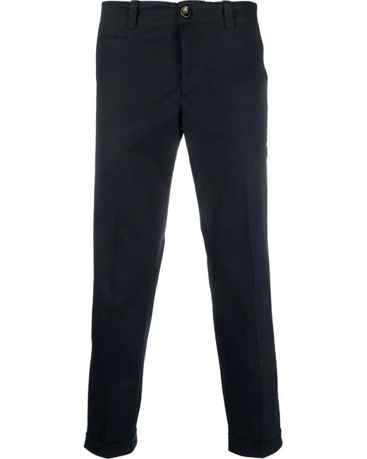 PT Torino Blue Buckle-Detail Tailored Trousers for men
