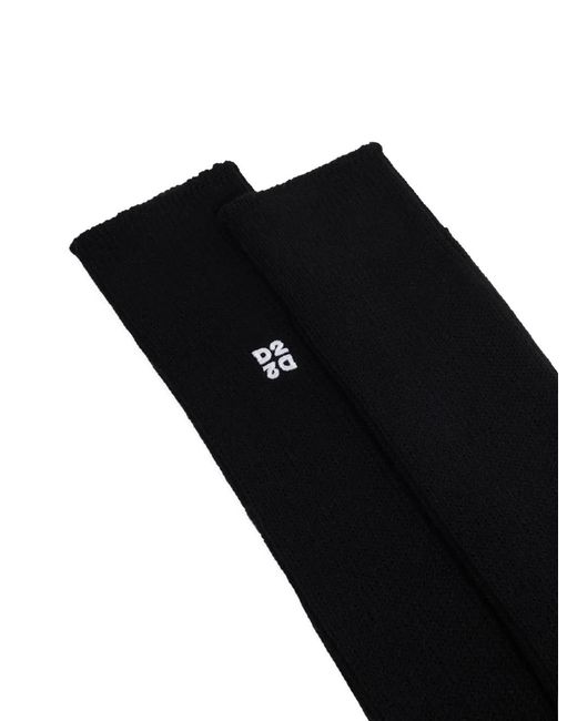 DSquared² Black D2 Upside Mid-Crew Socks for men