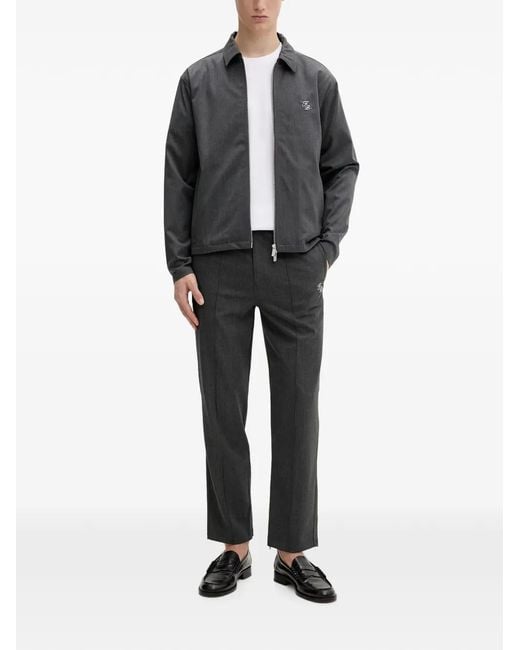 Filling Pieces Gray Zip Embroidered Jacket for men