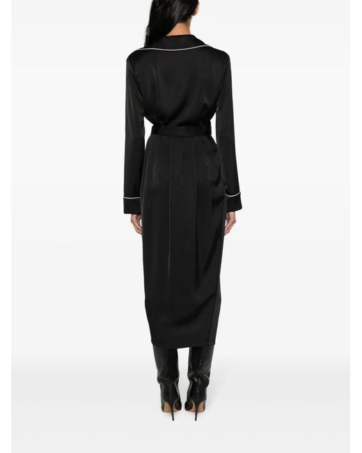 Philosophy Di Lorenzo Serafini Black Contrasting-Trim Wrap Midi Dress