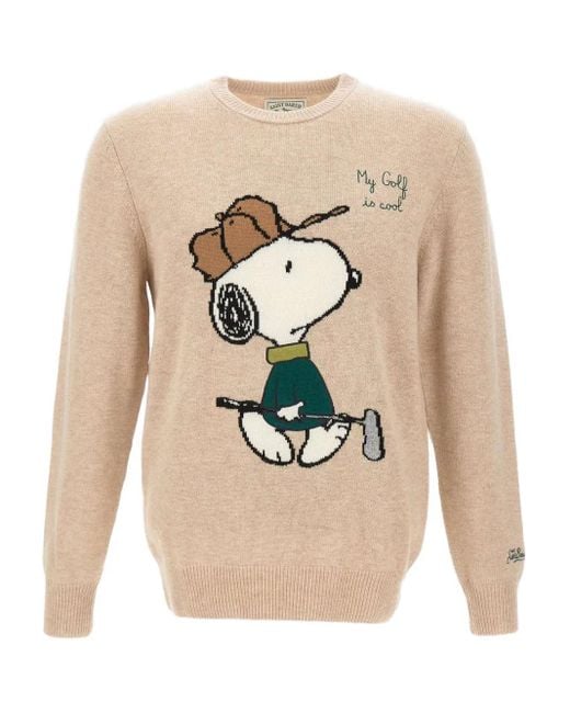 Mc2 Saint Barth Natural Snoopy Golf 11 Crew-Neck Sweater for men
