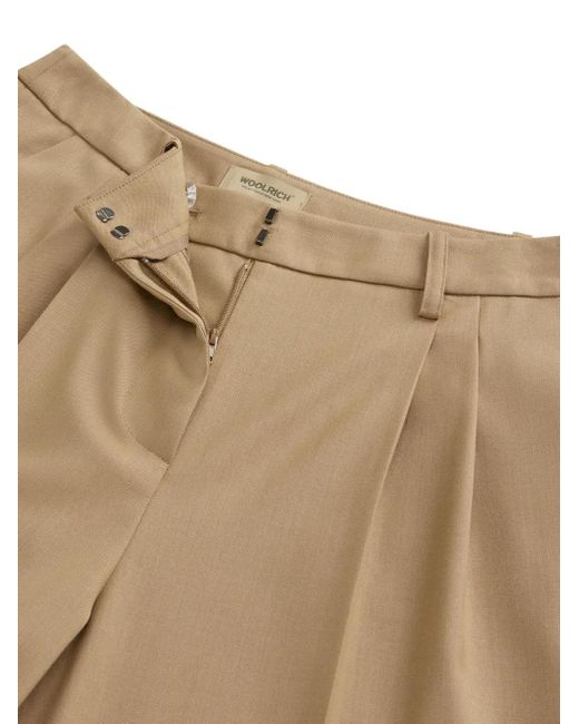 Woolrich Natural Pleated Straight Trousers