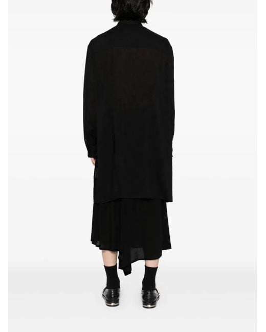 Yohji Yamamoto Overhemd Met Vlakken En Split in het Black voor heren