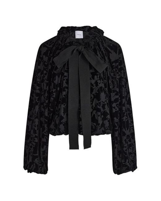 Patou Black Bow-Detail Devoré Top