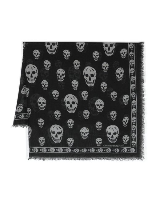Alexander McQueen Ausgefranster Schal mit Totenkopf-Print in Black für Herren