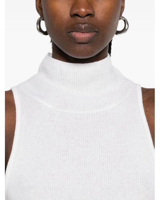 St. Agni White High-Neck Ribbed Vest