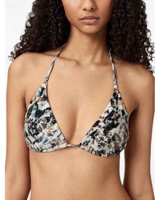 AllSaints Black Abstract-Print Tie-Fastening Bikini