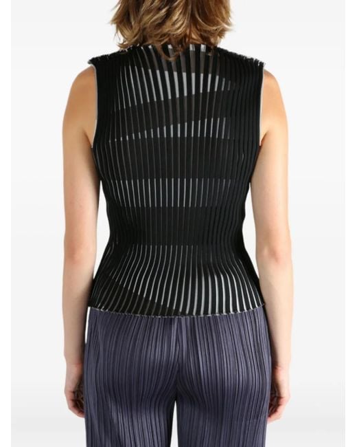 Issey Miyake Black Pleated Sleeveless Top