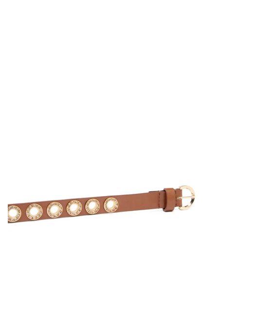 Pinko White Leather Belt With Jewel Eyelets, 2Cm