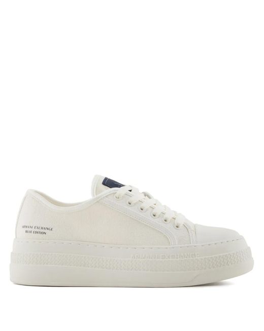 ARMANI EXCHANGE White Canvas Platform Sneakers