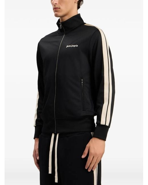 Palm Angels Black Full Zip Classic Logo Track Top for men