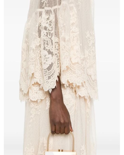 Zimmermann Blouse Met Afwerking Van Kant En Klokmouwen in het Natural
