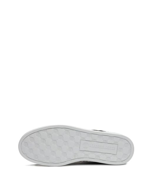 Leandro Lopes Black Ezio Quilted-Pattern Leather Sneakers
