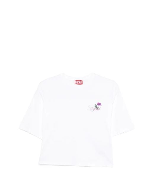 DIESEL White T-Cropyn Floral T-Shirt