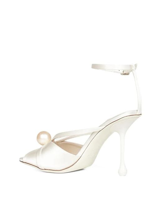 Jimmy Choo White 95Mm Siva Pearl-Embellished Sandals
