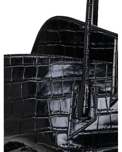 Bolso shopper con efecto de piel de cocodrilo The Attico de color Black