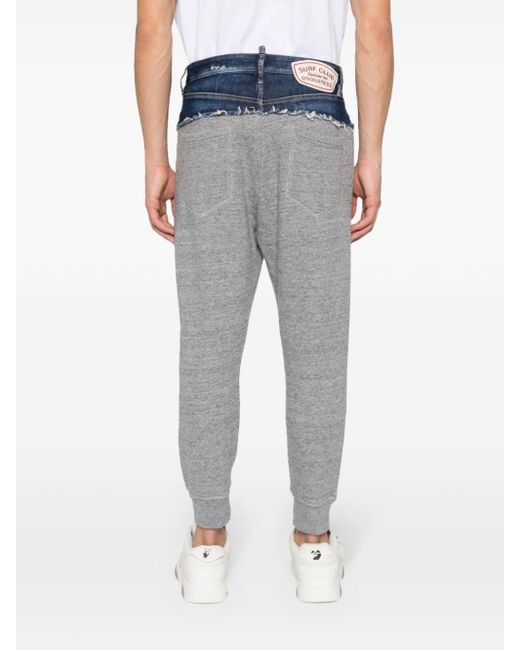 DSquared² Gray Relax Dan Patchwork Tapered Trousers for men