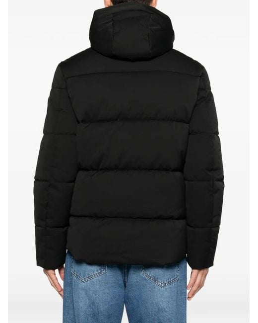 SERGIO MORETTI FIRENZE Black Hooded Padded Jacket for men