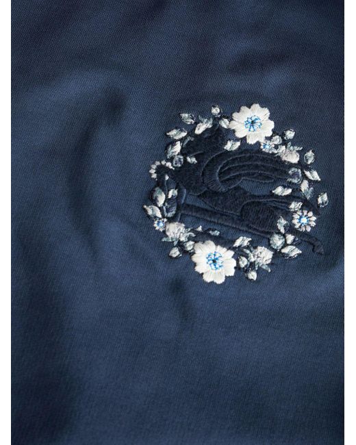 Etro Blue Pegaso-embroidered Cotton Sweatshirt for men