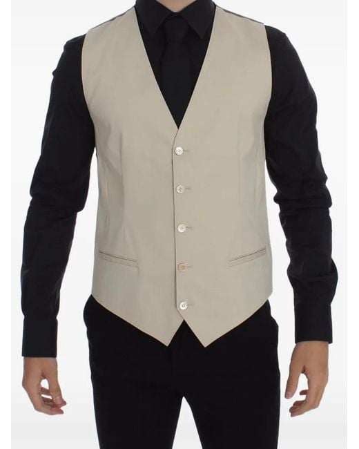 Dolce & Gabbana Gray V-Neck Button-Up Vest for men