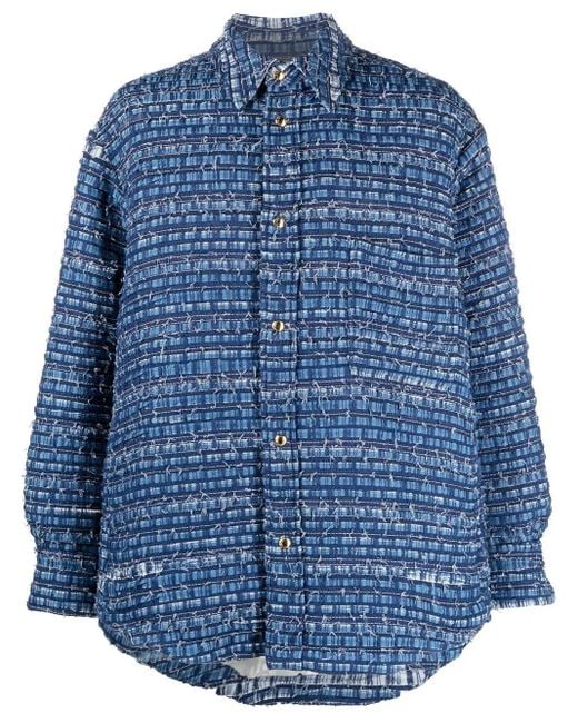 メンズ Thom Browne デニム ツイード シャツジャケット Blue