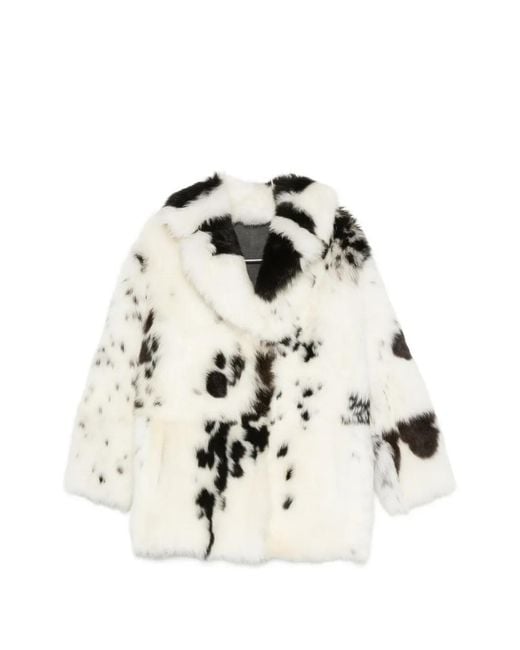Liska White Dalmatian-Print Lambskin Jacket
