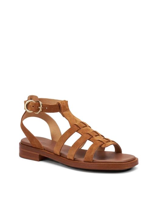 Frau Brown Suede Cage Sandals