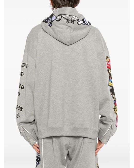 Mastermind Japan Gray Slogan-Patch Hoodie for men