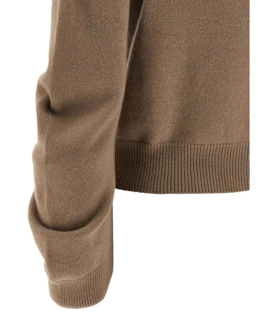Nude Brown Cuffed-Sleeve Crewneck Sweater