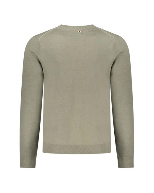 Napapijri Green Crew-Neck Logo-Patch Sweater for men
