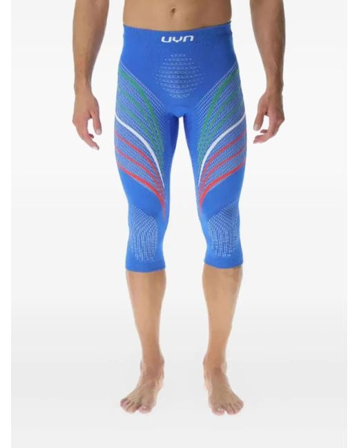Uyn Blue Natyon Three-Stripe Patterned Performance Leggings for men